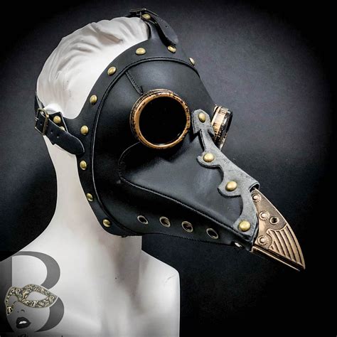 Gold genuine leather plague doctor mask bird - campestre.al.gov.br