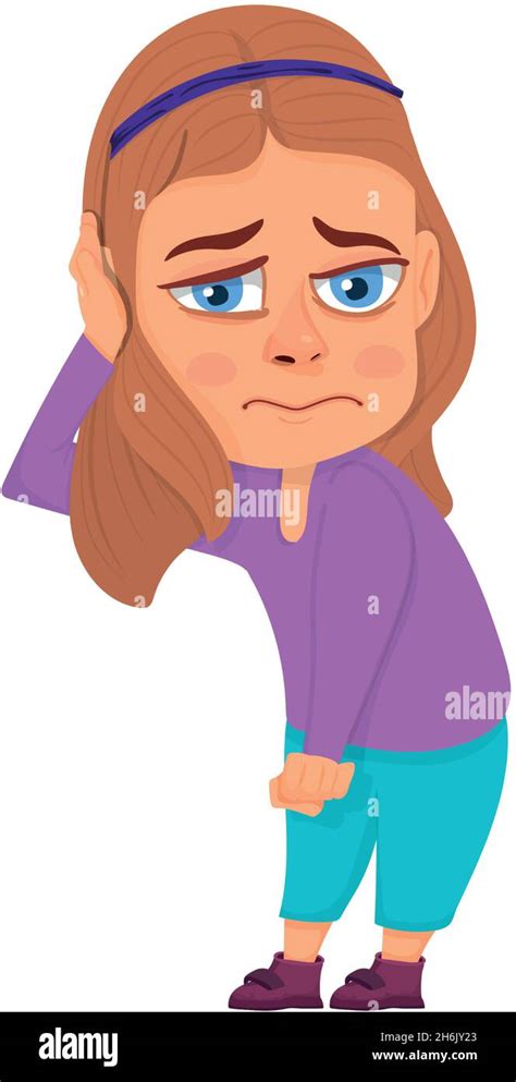 Sad girl. Upset depressed child. Lonely cartoon character Stock Vector ...