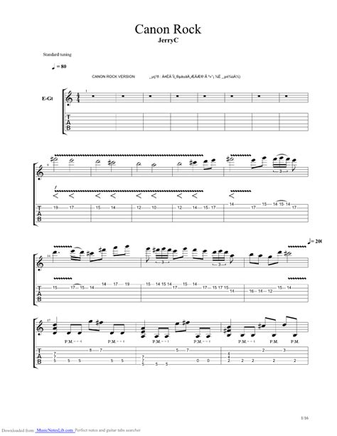 Canon Rock guitar pro tab by Jerryc @ musicnoteslib.com