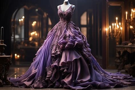 Premium AI Image | The long dark violet color dress exuding a rich and ...