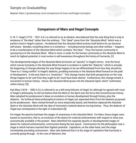 ⇉Comparison of Marx and Hegel Concepts Essay Example | GraduateWay