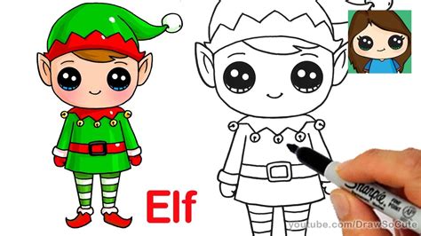 How to Draw a Christmas Elf Easy and Cute - YouTube