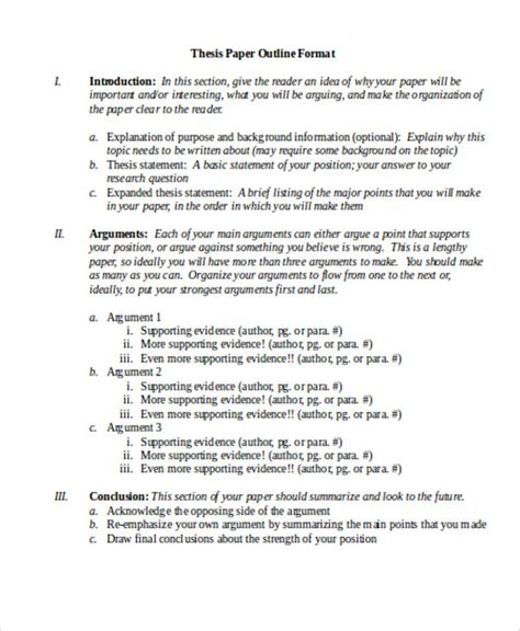 15+ Thesis Outline Templates - Sample ,Example, Format Download | Free ...