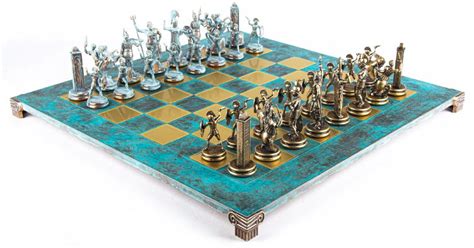 Casa Padrino luxury chess set turquoise / brass 54 x 54 cm - Greek ...