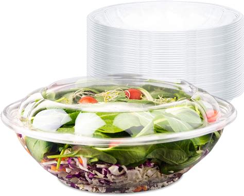 10 Pack 64oz Disposable Plastic Salad Containers with Lids, Takeout ...