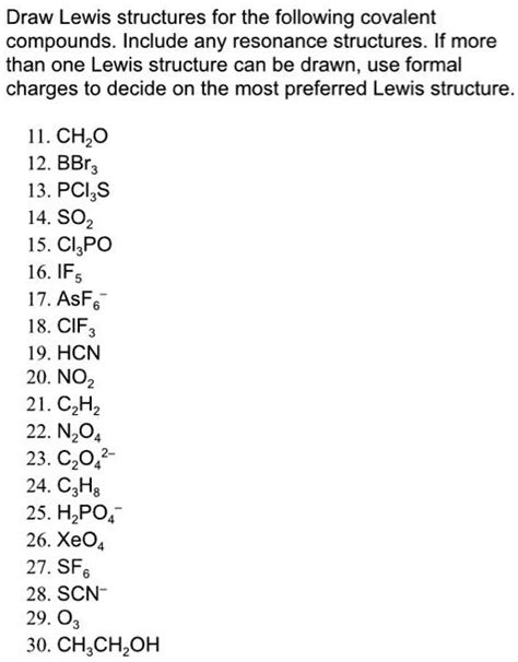 SOLVED: Draw Lewis structures for the following covalent compounds ...