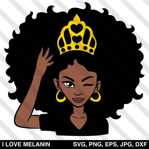 Dxf Eps Htv Melanin Princess Black Queen with Crown Svg Cricut ...