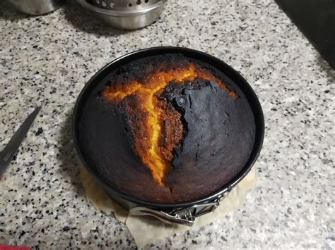 This burnt cake I made looks like an erupting volcano. | /r ...