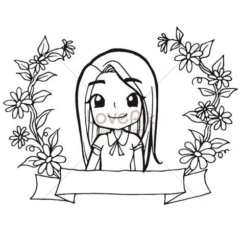 Cartoon female profile doodle kawaii anime coloring page cute il ...