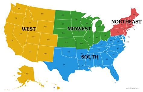 Us Regions Labeled Map