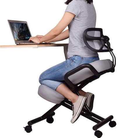 DRAGONN (By VIVO) Ergonomic Kneeling Chair with Back Support, Gray ...