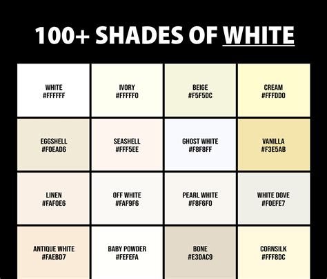 100+ Shades of White Color (Names, HEX, RGB & CMYK Codes) – CreativeBooster