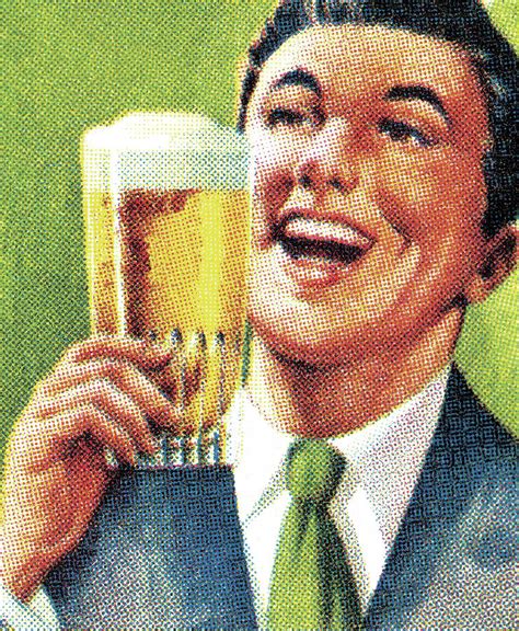 Man Drinking a Beer Drawing by CSA Images - Fine Art America