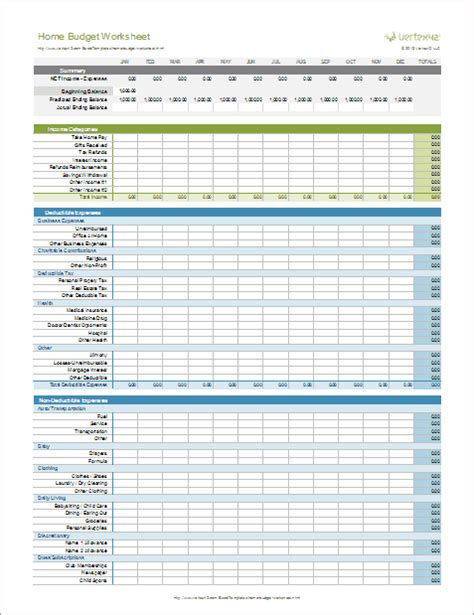 Home Expense Tracker Excel Template