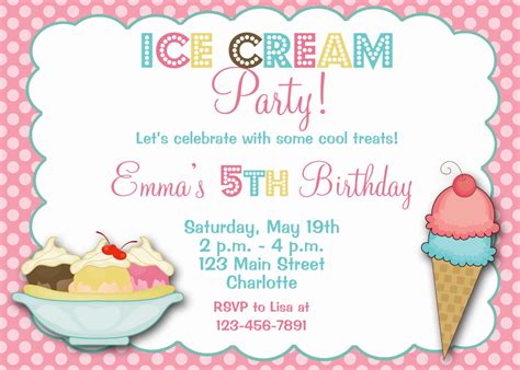 Ice Cream Social Invitation Wording