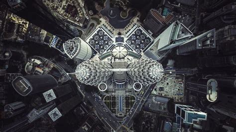 Aerial Top View of the Iconic or Petronas Towers, Also Known As the ...