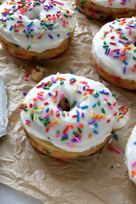 Vanilla Frosted Funfetti Donuts (Baked and Super Easy) - Baker by Nature