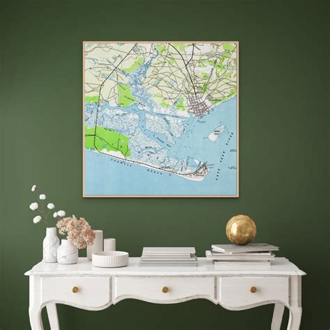 Caswell Beach North Carolina Vintage Map, Unframed Caswell Beach NC Map ...