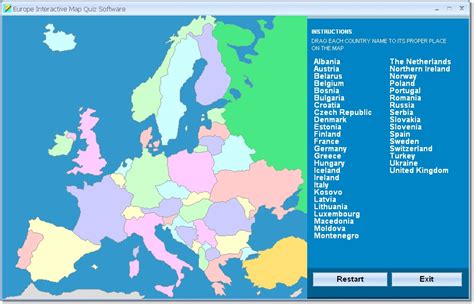 Europe Interactive Map Quiz Software