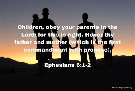 Bible Verse About Family Ephesians 6-1-2 ⋆ Our Father Prayer ...