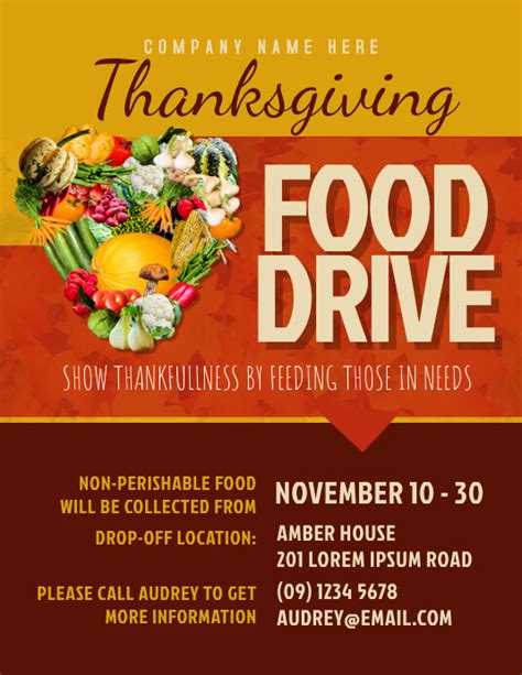 Thanksgiving Food Drive Flyer Template | Card Template