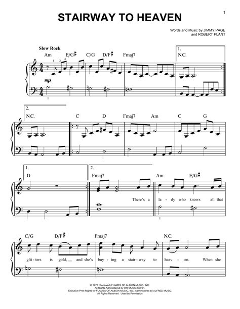 Led Zeppelin "Stairway To Heaven" Sheet Music Notes | Download ...