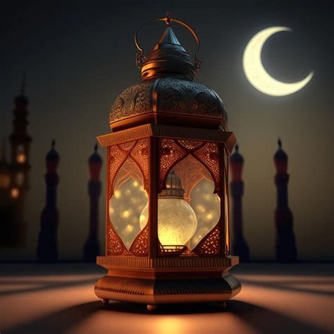 Premium Photo | A lantern with the moon in the background and the moon ...