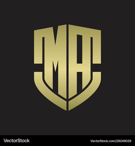 Ma logo monogram with emblem shield shape design Vector Image