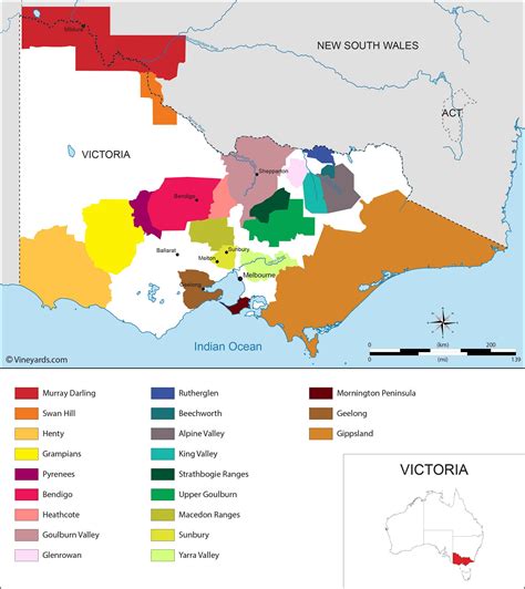 Victoria Map of Vineyards Wine Regions