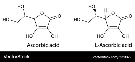 Structural chemical formula ascorbic acid Vector Image