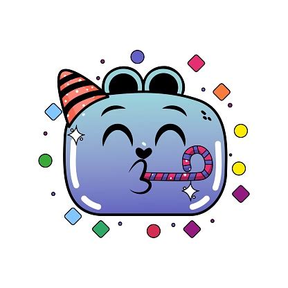 Vector Cartoon Cute Partying Face Emoji Isolated Illustration Stock ...