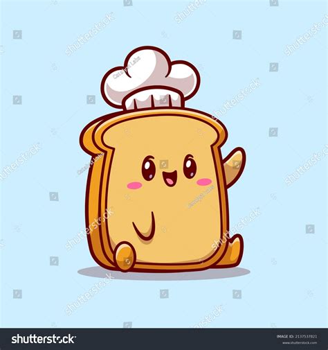 Cute Bread Chef Waving Hand Cartoon Stock Vector (Royalty Free ...