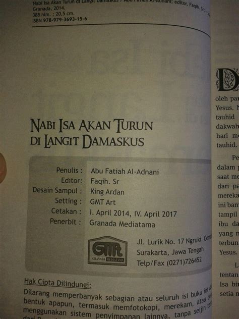 Buku Nabi Isa Akan Turun Di Langit Damaskus