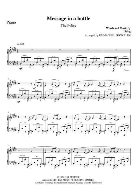 Message In A Bottle (arr. Emmanuel González) Sheet Music | The Police ...