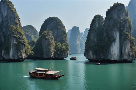 Premium Photo | Ha long bay unique limestone rock islands and karst ...