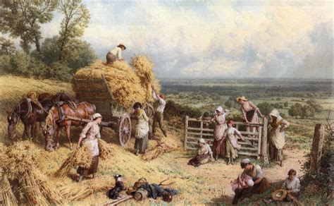 Myles Birket Foster - Harvest Time Harvest Pictures, Farm Pictures ...