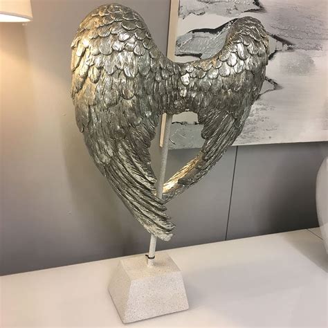 Antique Silver Distressed Angel Wings Sculpture | Picture Perfect Home