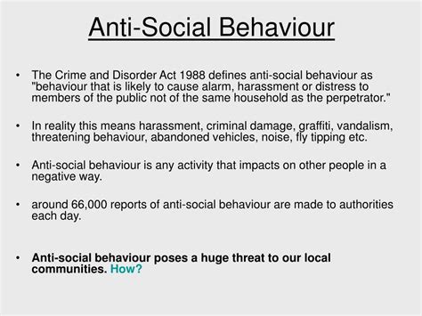 PPT - Anti-Social Behaviour PowerPoint Presentation, free download - ID ...