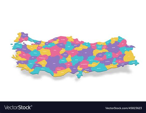 Turkey political map of administrative divisions Vector Image