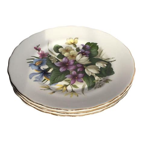 Floral English Bone China Plates - Set of 3 | Chairish