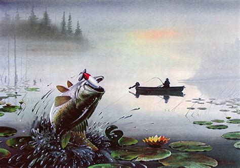 BASS AT DAYBREAK - Fishing Print - By Les Kouba - Alliance Art ...