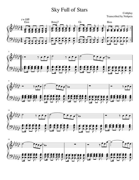 Coldplay-Sky full of stars Sheet music for Piano (Solo) | Musescore.com