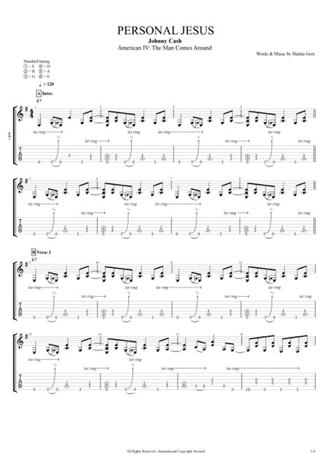 Personal Jesus by Johnny Cash - Full Score Guitar Pro Tab | mySongBook.com