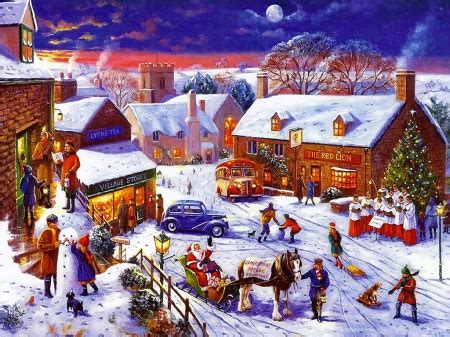 Christmas Village Painting at PaintingValley.com | Explore collection ...