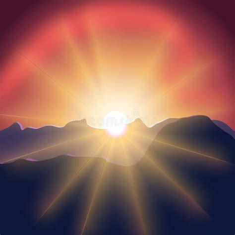 Sunset Mountain Vector stock illustration. Illustration of desert ...