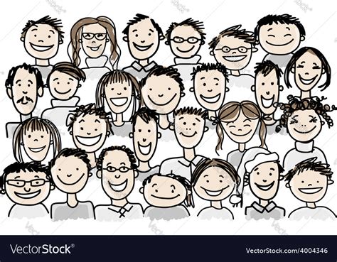 Group of people sketch for your design Royalty Free Vector