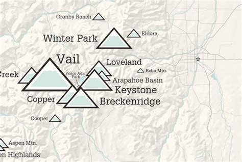 Colorado Ski Resorts Map Poster