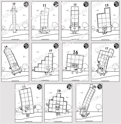 Numberblocks 10 to 20 Coloring Book Printed | Etsy UK