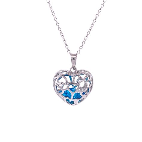 FlameReflection - Sterling Silver Filigree Heart Charm March Birthstone ...