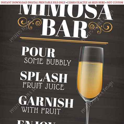 Mimosa Bar Sign, Make your own Mimosa Sign, PRINTABLE 8x10” Chalkboard ...